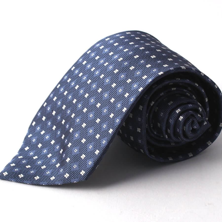 ネイビー　ネクタイ　小紋柄