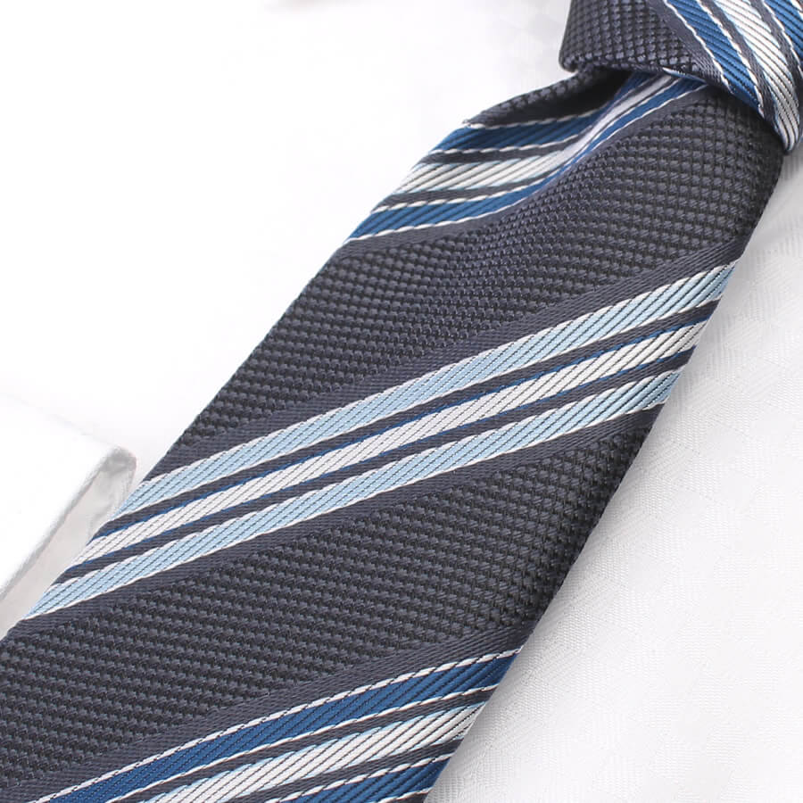 ネイビー　グレー　ストライプ　ネクタイ