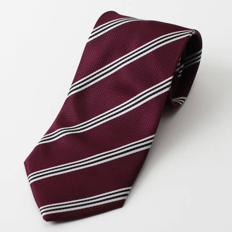 ストライプ　ネクタイ　ワインレッド