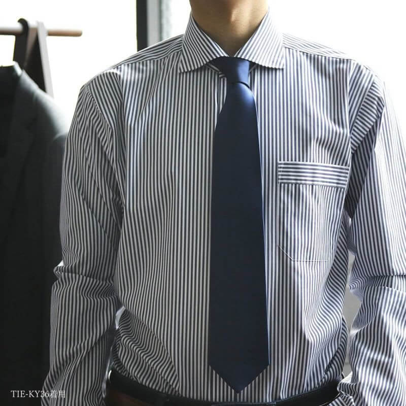 シルク ポリエステルネクタイ ブルー ウォームビズ