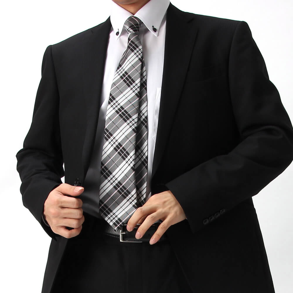 ネクタイ ブラックスーツ チェック