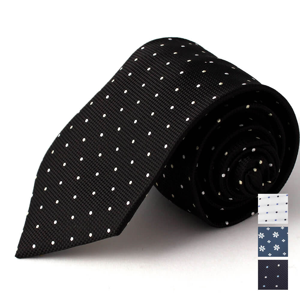ネクタイ　ブラック　ドット