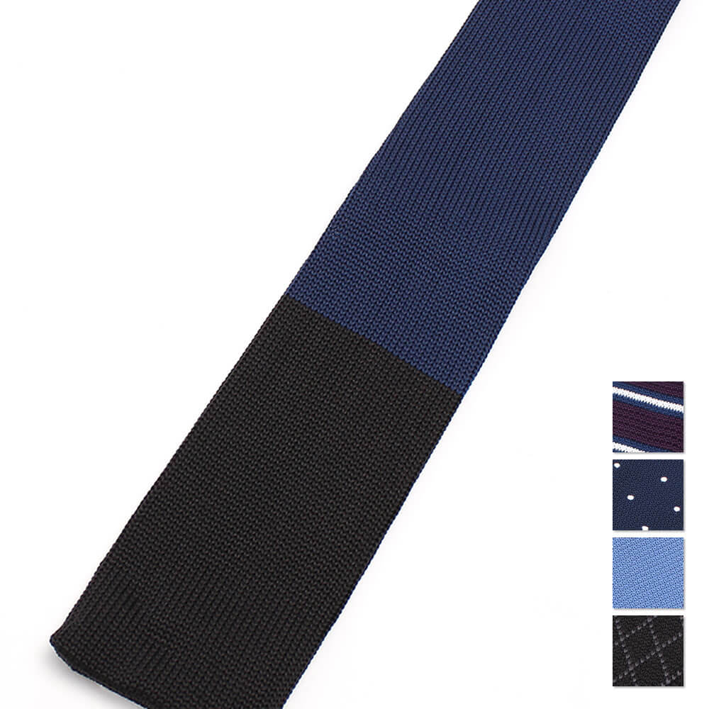 ニットタイ　ブルー×ブラック