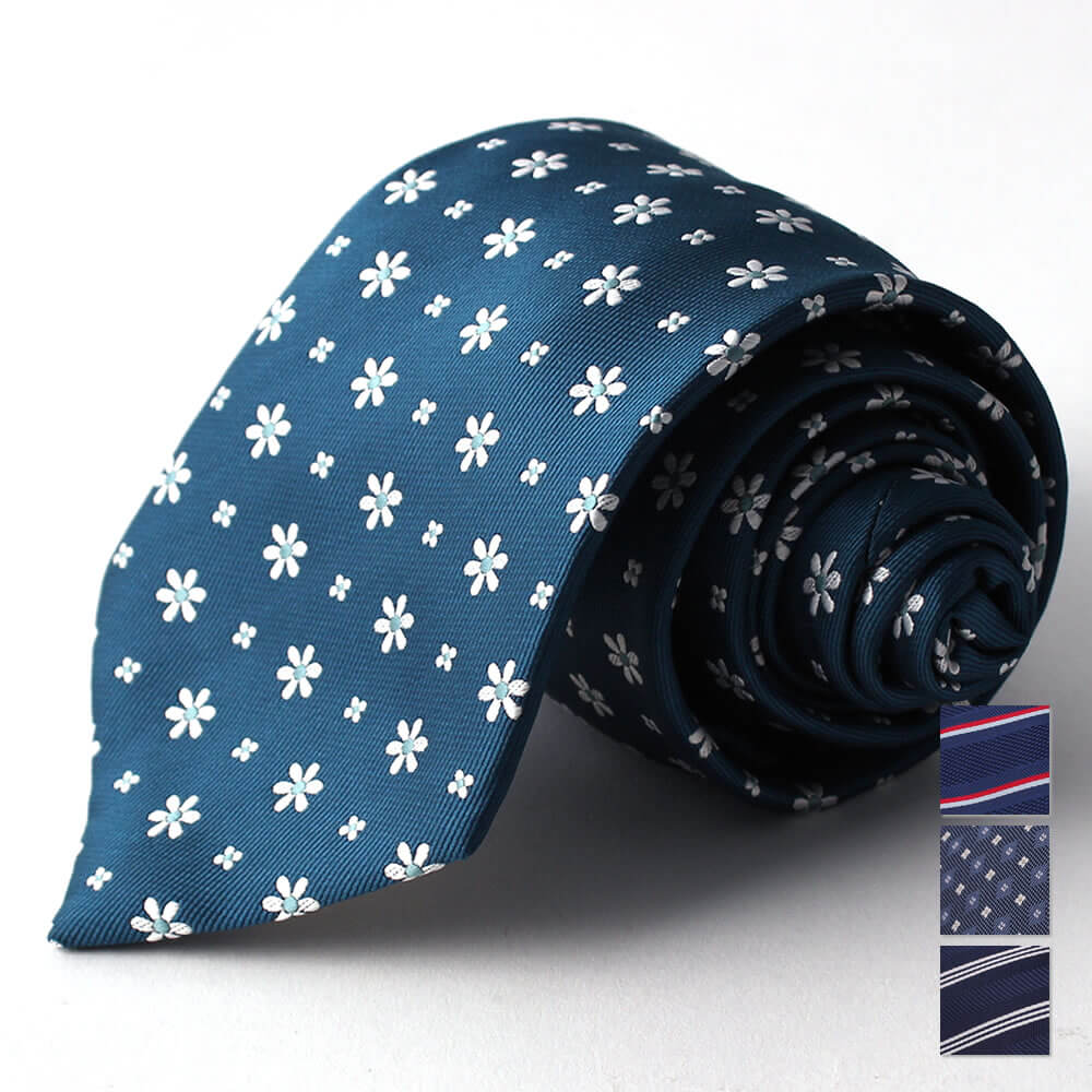 シルク混　ネクタイ　小紋柄　グリーン