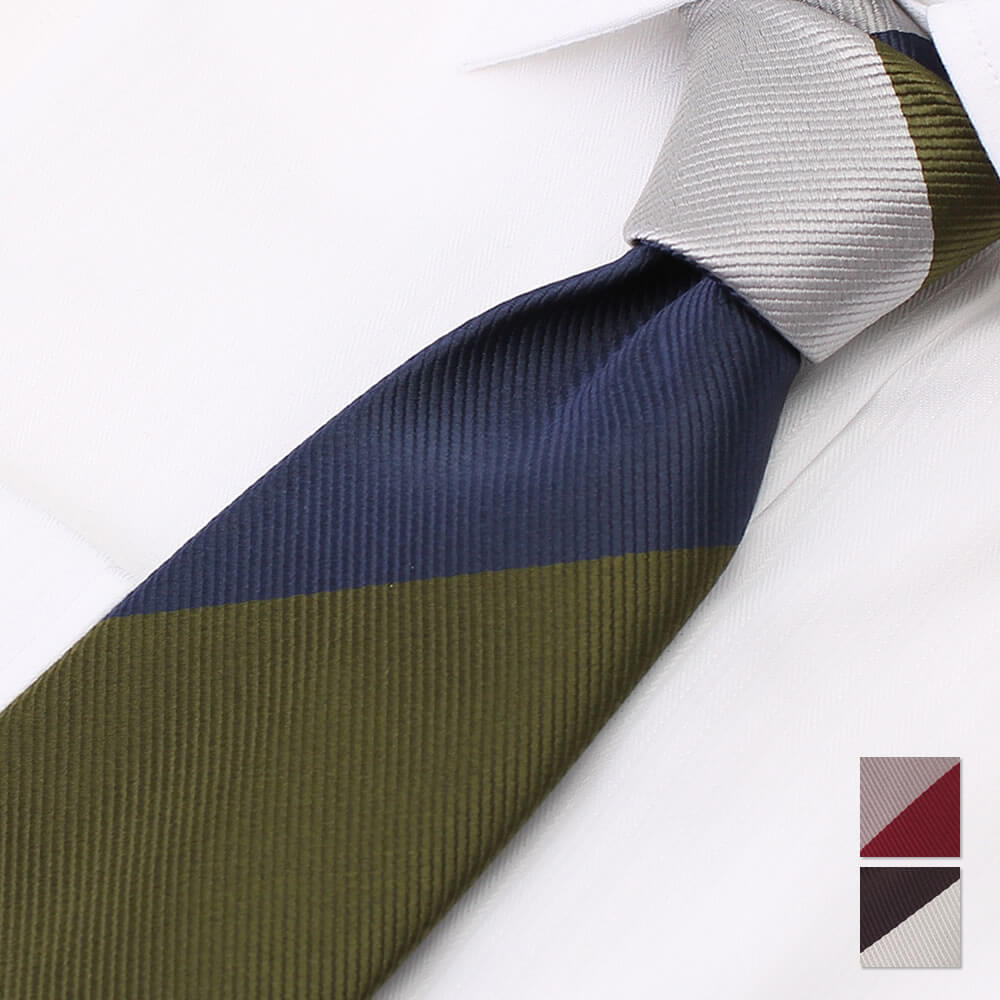ストライプネクタイ　ブルー×シルバー×グリーン