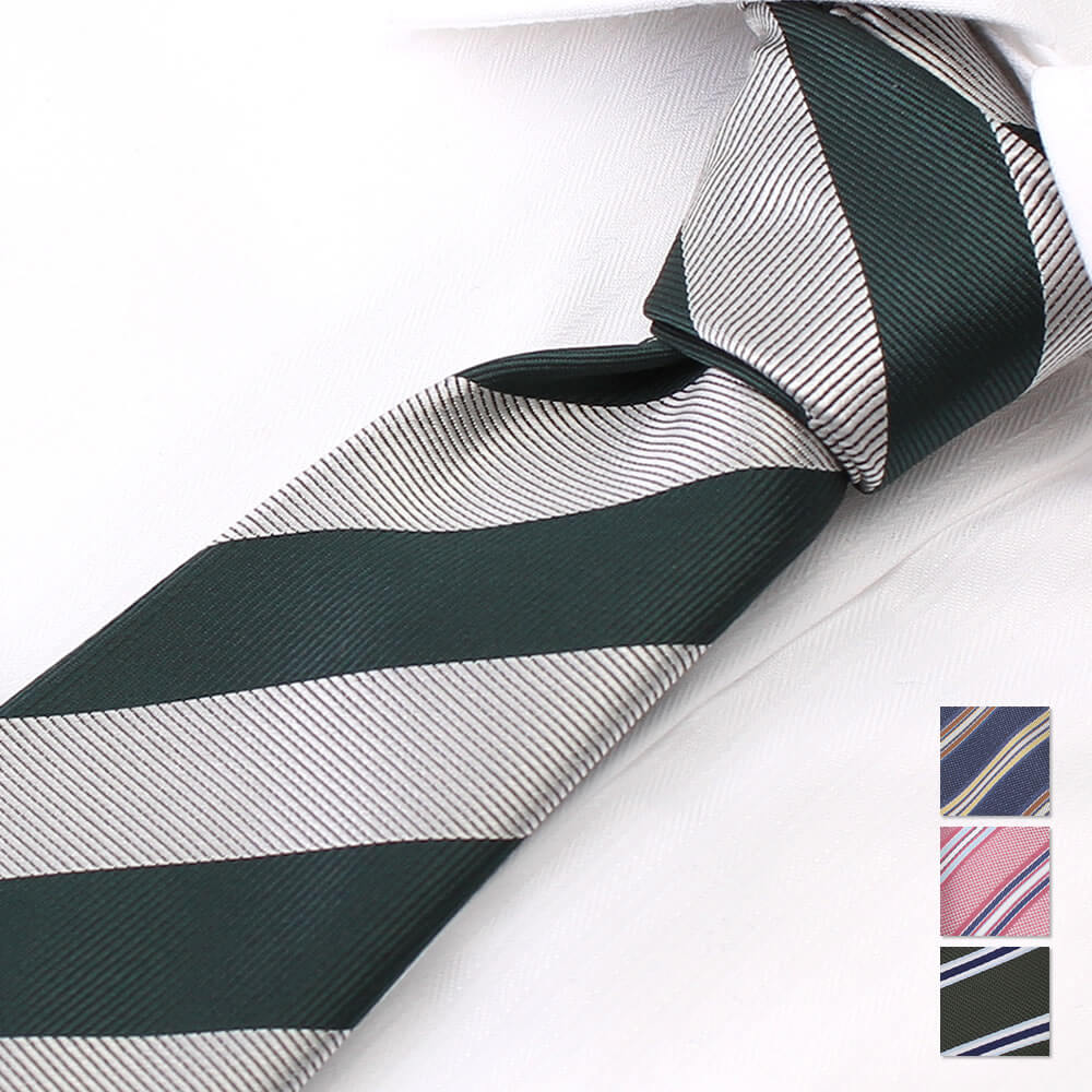 ストライプネクタイ　グリーン×シルバー