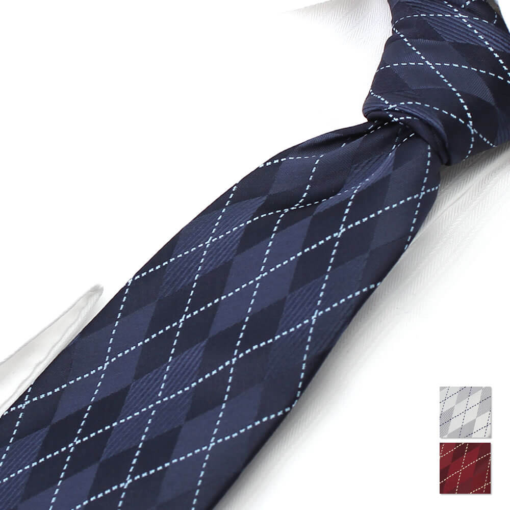 ネクタイ　チェック　ブルー　お洒落