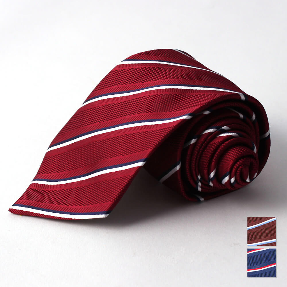 シルク混ネクタイ　ストライプ　赤