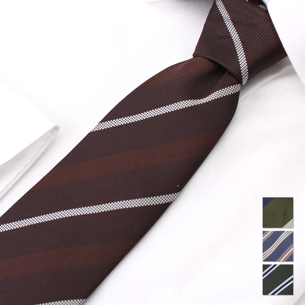 ブラウン　ネクタイ　ストライプ　お洒落