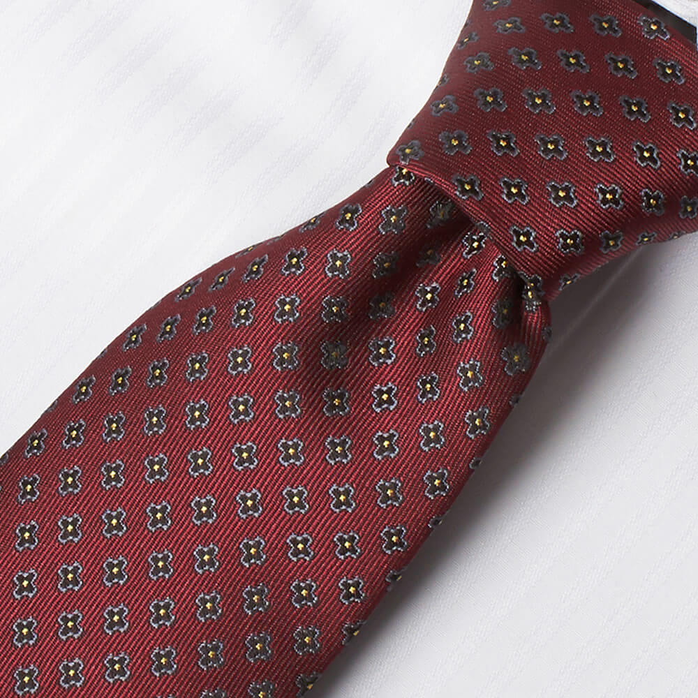 ネクタイ　レッド　赤　小紋柄